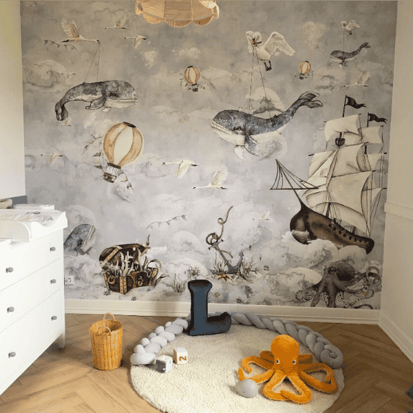 Mural_Podniebny_Ocean_pokoj_dziecka_statki_wieloryby