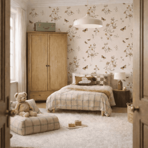 tapeta_kwiaty_motylki_pokoj_dziewczynki