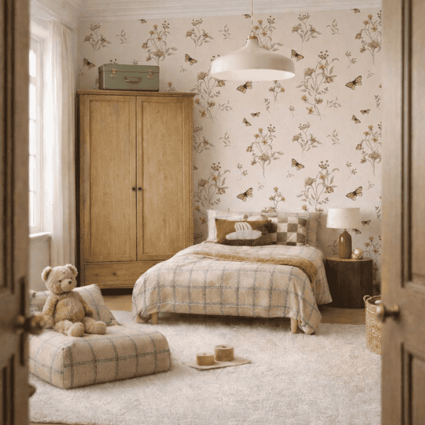 tapeta_kwiaty_motylki_pokoj_dziewczynki