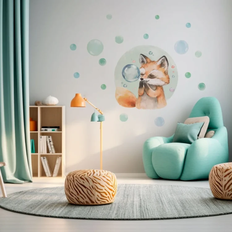 naklejka-nascienna-bubblezoo-lis-mietowe-banki-mydlane.webp