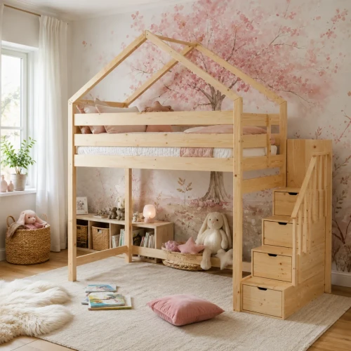 Łóżko antresola domek Olimp House w pokoju dziewczynki