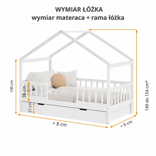 Wymiary łóżka domek TIMO