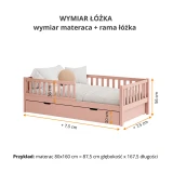 Wymiary łóżka dziecięcego DOLCE różowy