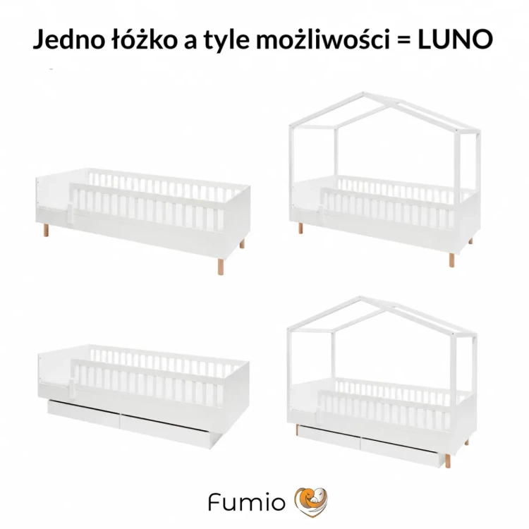 Łóżko dziecięce Luno 90×200 cm w kolorze białym
