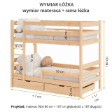 Wymiary łóżka piętrowego Fumio-Duo – rysunek techniczny