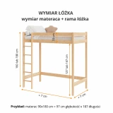 Wymiary łóżka antresoli Town – rysunek techniczny