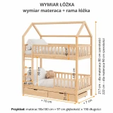 Wymiary piętrowego łóżka domku Misi-Home – rysunek techniczny