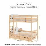Wymiary łóżka piętrowego Rufi – rysunek techniczny