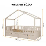 Wymiary łóżka domku Miyo – rysunek techniczny