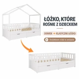Warianty i konwersja białego łóżka domku Miyo – rysunek poglądowy