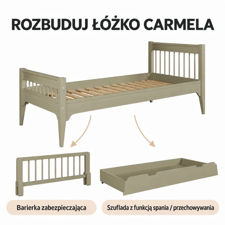 Warianty szałwiowego łóżka Carmela – rysunek poglądowy