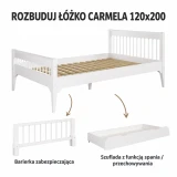 Warianty białego łóżka Carmela 120×200 cm – rysunek poglądowy