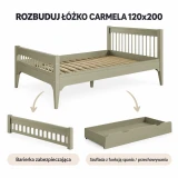 Warianty szałwiowego łóżka Carmela 120×200 cm – rysunek poglądowy