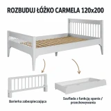 Warianty szarego łóżka Carmela 120×200 cm – rysunek poglądowy