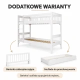 Dodatkowe warianty białego łóżka piętrowego Carmela – rysunek poglądowy