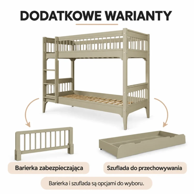 Dodatkowe warianty szałwiowego łóżka piętrowego Carmela – rysunek poglądowy