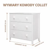 Wymiary białej komody Collet – rysunek techniczny