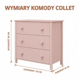Wymiary różowej komody Collet – rysunek techniczny