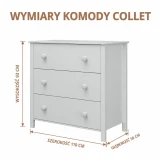 Wymiary jasnoszarej komody Collet – rysunek techniczny