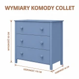 Wymiary granatowej komody Collet – rysunek techniczny