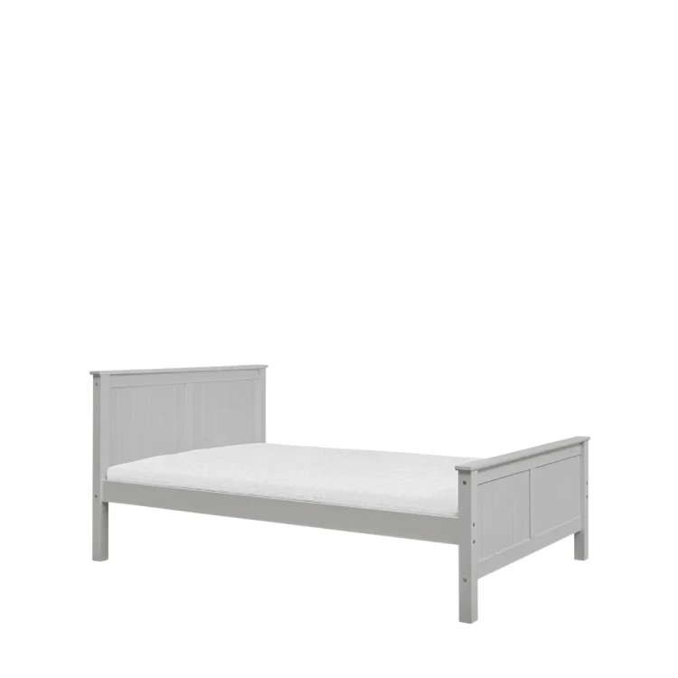 Szare łóżko młodzieżowe Collet 120x200 cm na białym tle
