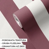 Tapeta bordowa w pasy na flizelinie Pastelowe Love