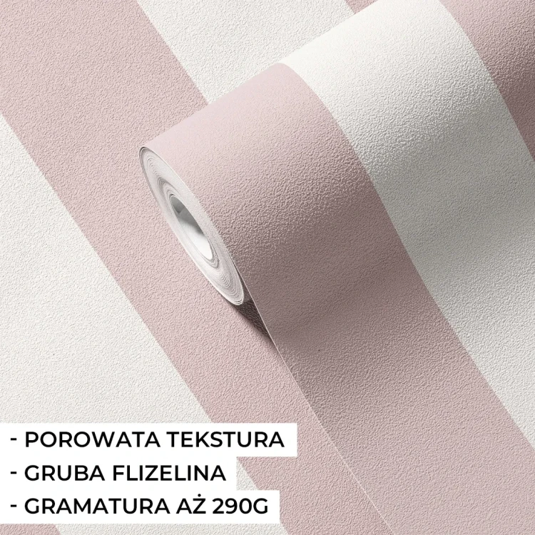 Tapeta w pasy pudrowy róż na flizelinie Pastelowe Love
