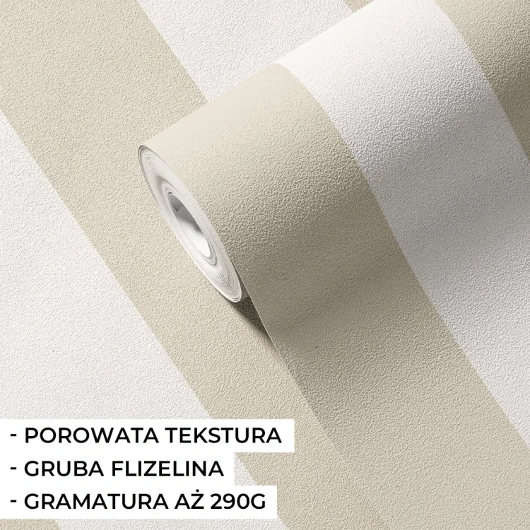 Tapeta w pasy beżowe na flizelinie Pastelowe Love