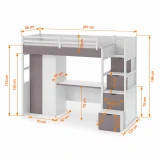Wymiary łóżka na antresoli Enzo Loft – rysunek techniczny