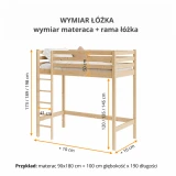 Wymiary łóżka na antresoli Berg – rysunek techniczny