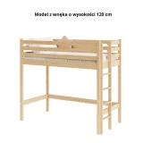 Łóżko na antresoli Berg z drabinką z boku i wnęką 120 cm pod spodem