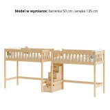 Podwójne łóżko na antresoli IMPERIAL DUO – barierka 50 cm, wnęka 135 cm