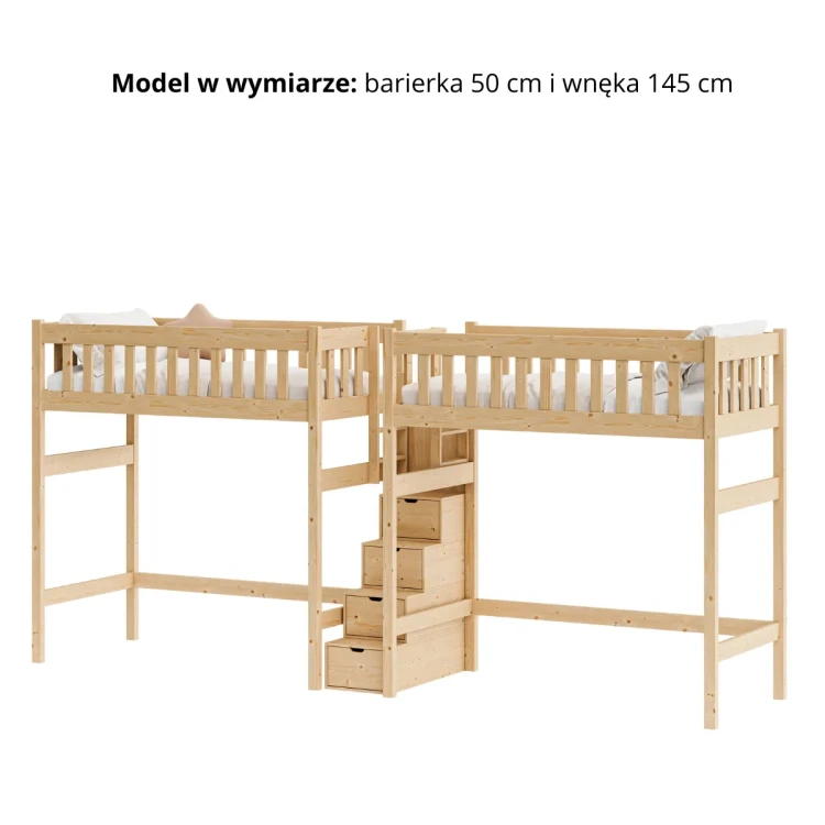 Drewniana antresola IMPERIAL DUO – barierka 50 cm, wnęka 145 cm