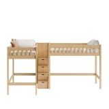 Drewniane łóżko na antresoli Imperial Duo 120 cm — widok z przodu