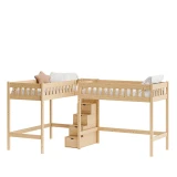 Drewniane łóżko na antresoli Imperial Duo 120 cm — widok z boku wariant 2