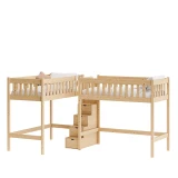 Drewniane łóżko na antresoli Imperial Duo 120 cm w kształcie litery L — widok z boku