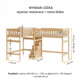 Rysunek techniczny z wymiarami antresoli w kształcie litery L