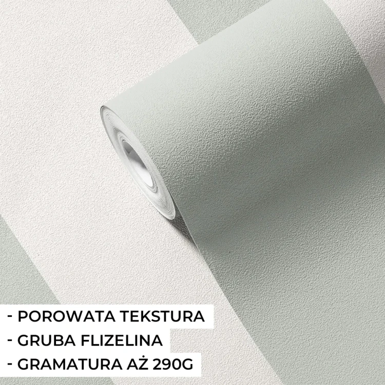 Tapeta w duże pasy matcha na flizelinie Pastelowe Love