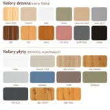 Kolory drewna i płyty do łóżka antresola VIKO – dostępne wybarwienia