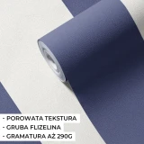 Tapeta w duże pasy granatowe na flizelinie Pastelowe Love