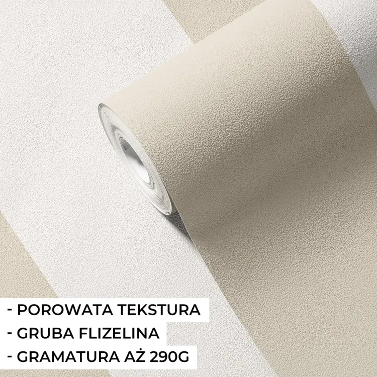 Tapeta w duże pasy beżowe na flizelinie Pastelowe Love