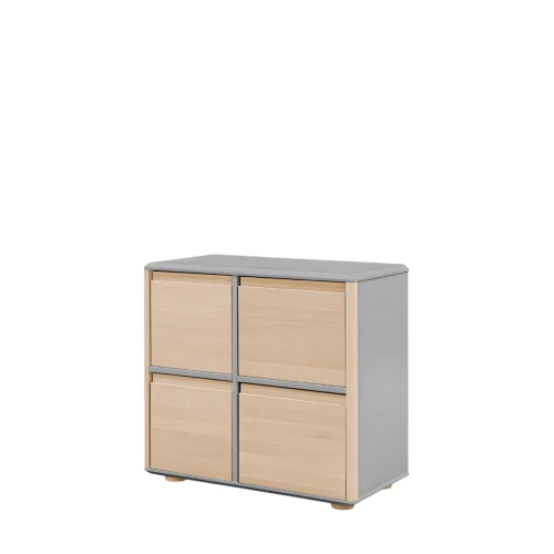 Szara szeroka komoda 4D FUNFLEX INMONDO z czterema drzwiczkami MDF