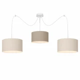 Lampa wisząca pająk z trzema abażurami w kolorach jasny beżowy i ciemny beżowy do pokoju dziecka