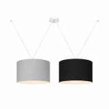 Lampa wisząca PAJĄCZEK Young Deco z dwoma abażurami w kolorach pastelowy szary i czarny do pokoju nastolatka