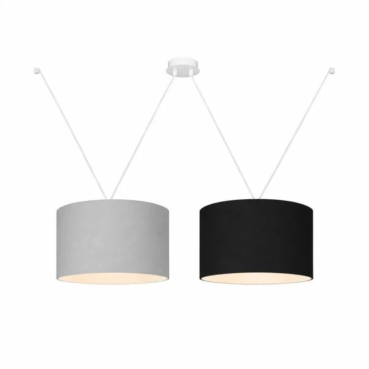 Lampa wisząca PAJĄCZEK Young Deco z dwoma abażurami w kolorach pastelowy szary i czarny do pokoju nastolatka
