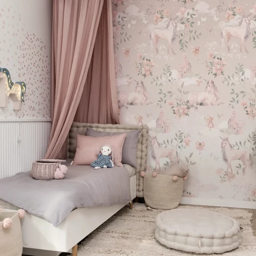 Tapeta w jednorożce Królestwo Jednorożców Pattern w pokoju dziewczynki