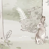 Tapeta z misiami Hello Teddy khaki – detal z zającem