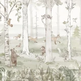 Tapeta Hello Teddy khaki – tapeta z misiami do pokoju dziecka