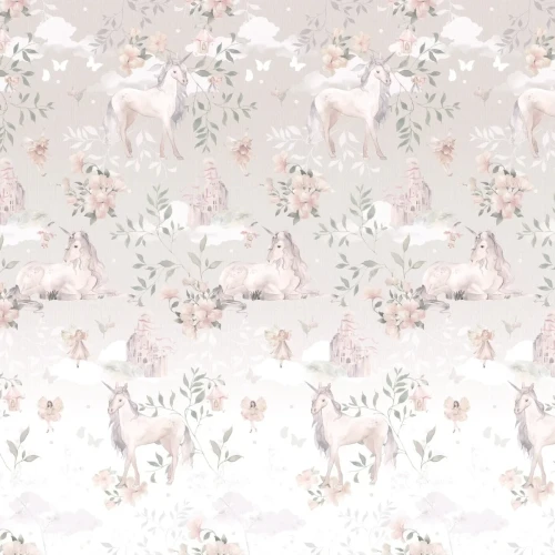 Tapeta Królestwo Jednorożców Pattern – różowa tapeta w jednorożce do pokoju dziewczynki