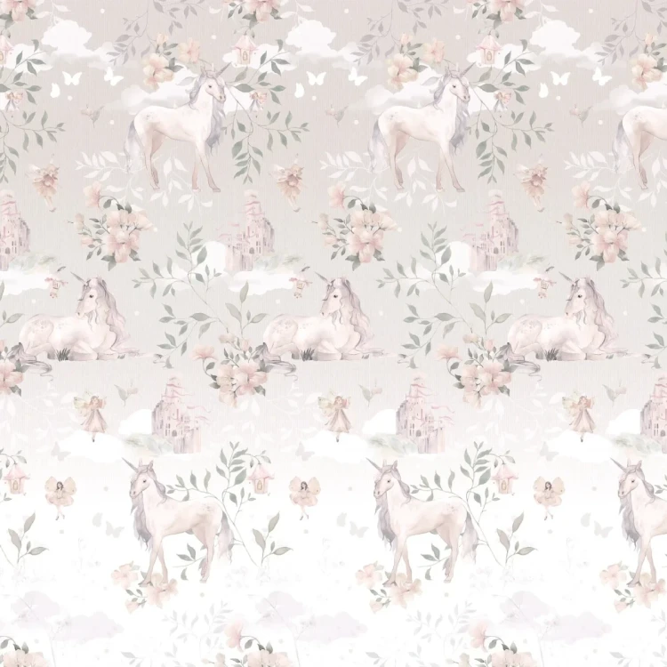 Tapeta Królestwo Jednorożców Pattern – różowa tapeta w jednorożce do pokoju dziewczynki
